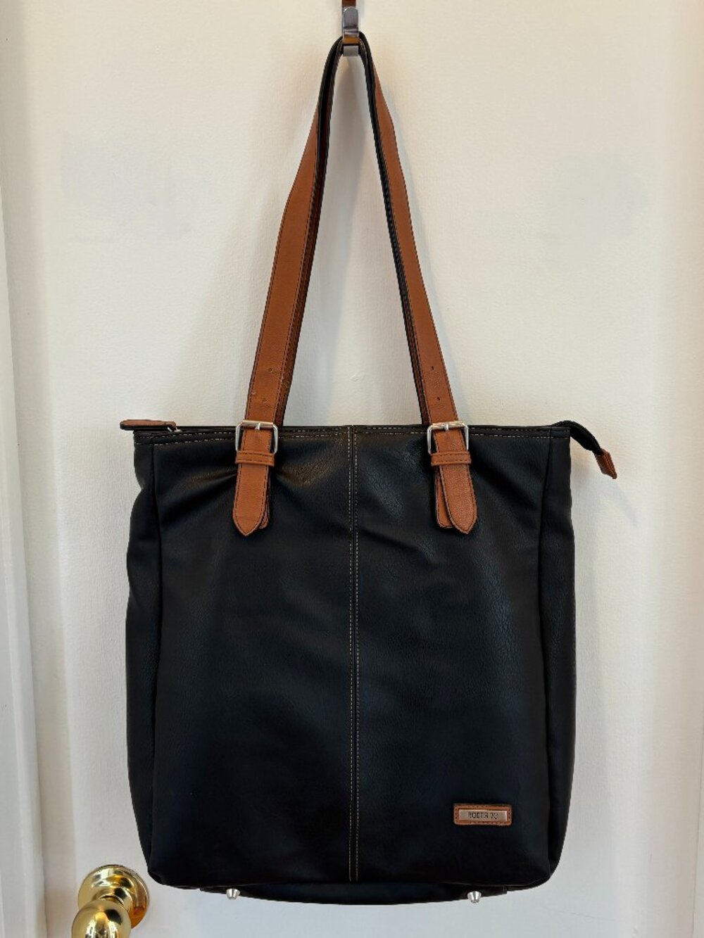 Roots 73 Black and Tan Laptop Tote Bag